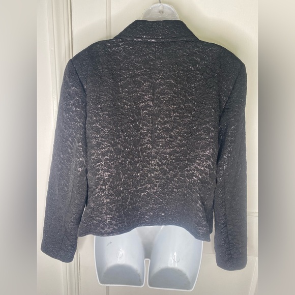 St. John Couture Designer Textured Black Women's Blazer Luxury Jacket - Picture 7 of 8